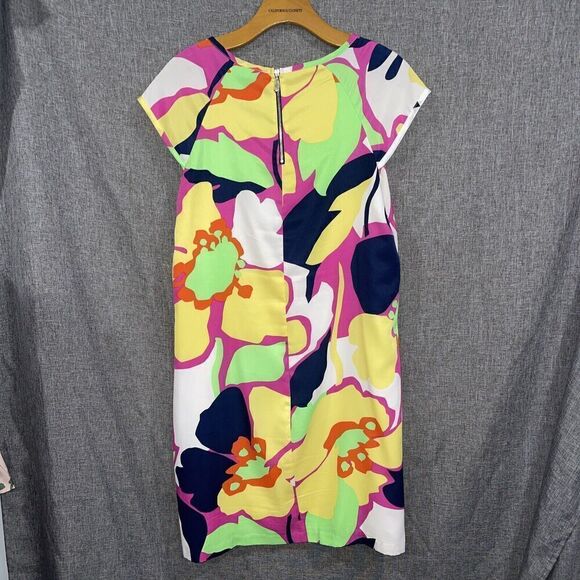 Laundry by Shelli Segal Womens Cap Sleeve Shift Dress Size 8 Floral Hawaii Happy - Picture 2 of 11